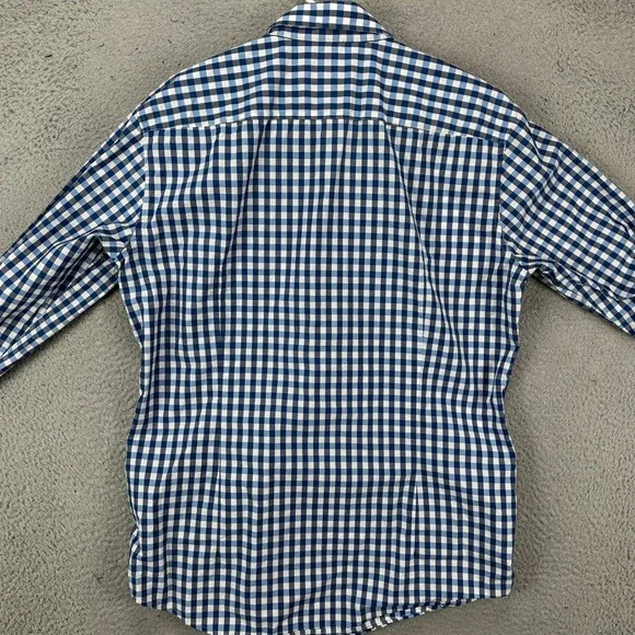 Boss Hugo Boss Shirt Button Up Mens Large Blue White Check Slim Fit Long Sleeve